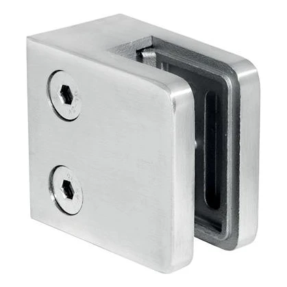 Suport pentru sticlă 45x45x26 mm, sticlă 6-10,76 mm, AISI 304, sistem plat, satin 000-260 (1)