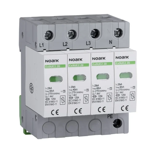 Descărcător de supratensiuni, Tip II, 275 V AC, 20 kA, inserție înlocuibilă, 4 poli PV-200-103357