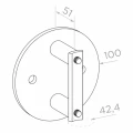 Prindere laterală stâlp fi 42.4 mm pentru țeavă fi 100 mm AISI 304 satin 000-299 (2)