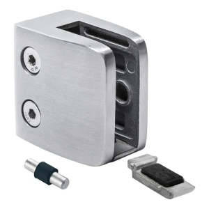 Suport pentru sticlă 8-12.76 mm 52x52x32 mm consolă și pin AISI 304 sistem plat satin