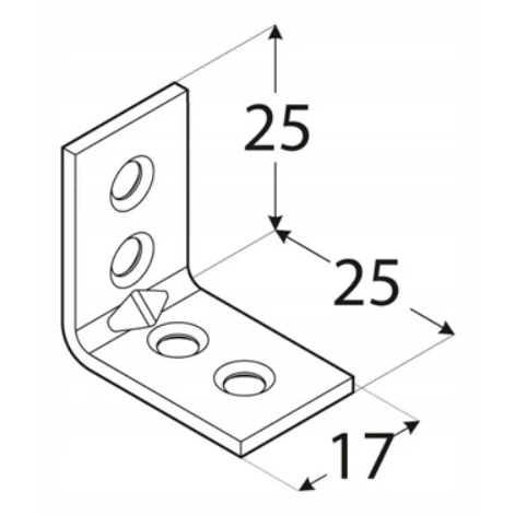 Colțar conector de montaj KW 1 25x25x17x1,5 mm zincat 000-346 (3)