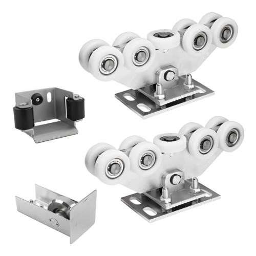 Pachet cărucioare pentru poartă culisantă: 2× cărucior (9 role, plastic) + accesorii 000-252 (1)