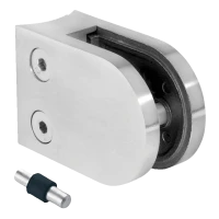 Suport pentru sticlă 50x40x26 mm cu pin, sticlă 6-10,76 mm, AISI 304, sistem 42,4, lucios