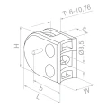Suport pentru sticlă 50x40x26 mm cu pin, sticlă 6-10,76 mm, AISI 304, sistem 42,4, lucios 000-264 (3)