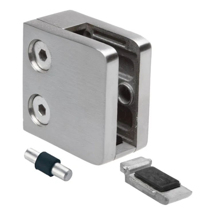 Suport pentru sticlă 45x45x26 mm cu pin suport sticlă 6–10,76 mm AISI 304 sistem plat satin 000-268 (4)