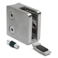 Suport pentru sticlă 6-10,76 mm 45x45x26 mm consolă și pin AISI 304 sistem 42,4 mm luciu