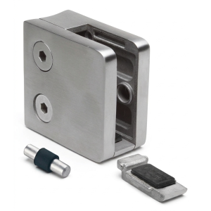 Suport pentru sticlă 6-10,76 mm 45x45x26 mm pin AISI 304 system 42,4 mm satin