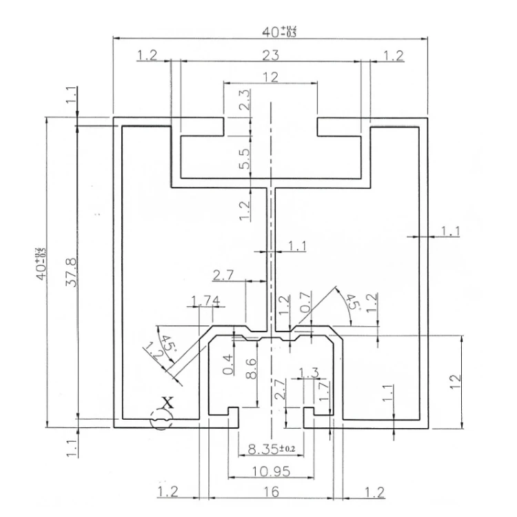 Profil de aluminiu 625cm 40x40 pentru șuruburi cu ciocan PV-01-11 (3)