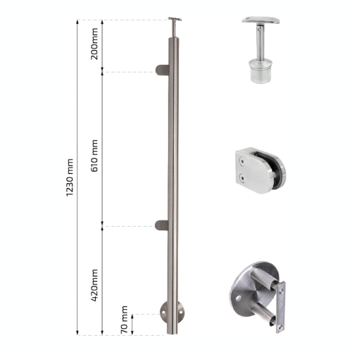 Stâlp terminal stâng fi 42,4x1230mm AISI304 fixare laterală satin 000-525 (2)