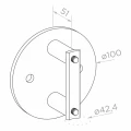 Stâlp terminal stâng fi 42,4x1230mm AISI304 fixare laterală satin 000-525 (5)