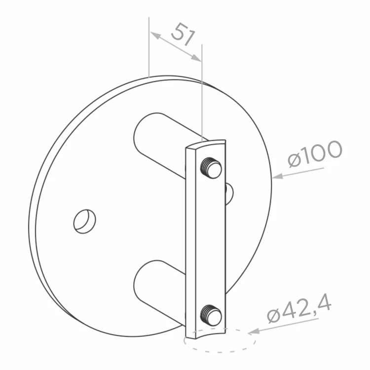 Stâlp terminal stâng fi 42,4x1230mm AISI304 fixare laterală satin 000-525 (5)