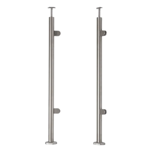 Stâlp terminal drept/stâng Ø 42,4x1060mm AISI304 2 suporți pentru sticlă de podea