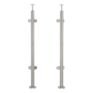 Stâlp balustradă colțar pentru sticlă fi 42,4x1060/1102,4mm 4 suporturi șlefuit