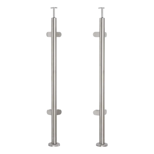 Stâlp balustradă colțar pentru sticlă fi 42,4x1060/1102,4mm 4 suporturi șlefuit 000-559 (1)