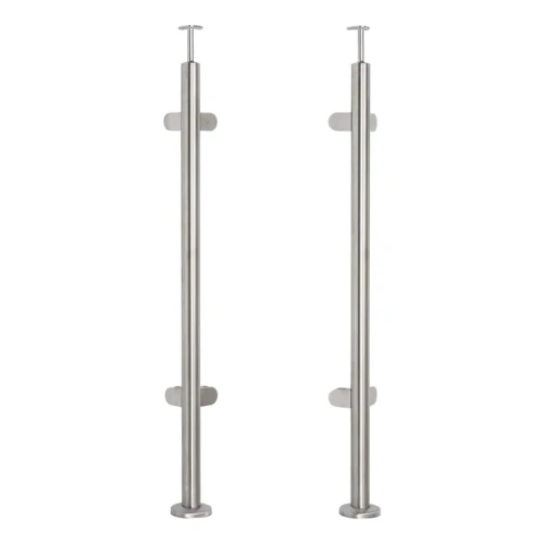 Stâlp balustradă colțar pentru sticlă fi 42,4x1060/1102,4mm 4 suporturi șlefuit 000-559 (1)