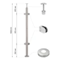 Stâlp balustradă colțar pentru sticlă fi 42,4x1060/1102,4mm 4 suporturi șlefuit 000-559 (2)