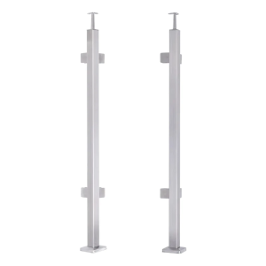 Stâlp balustradă colțar 40x40x1060/1100mm 4 cleme pentru sticlă AISI 304
