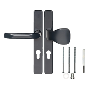 Mâner de ușă cu buton și placă dreptunghiulară 72 mm – antracit, aluminiu