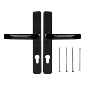 Mâner de ușă negru cu scut dreptunghiular 90 mm – aluminiu/znal H247