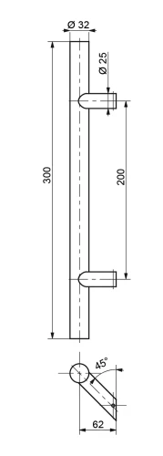 PSG mâner de ușă unilateral rotund fi 32 mm satinat – 300 mm, AISI 304 000-767 (2)
