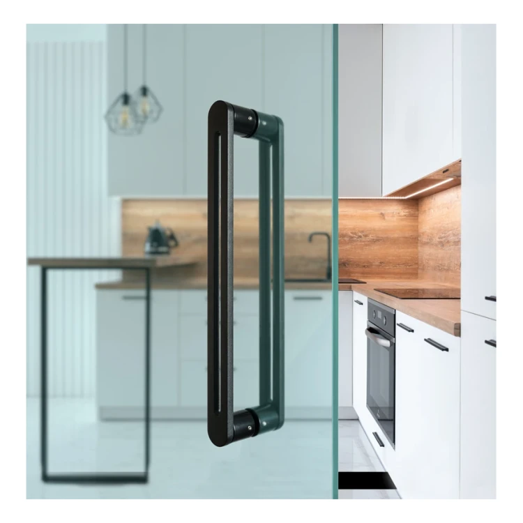 Mâner de ușă bilateral dreptunghiular PSG 90° din oțel negru 40×450 mm 000-768 (6)