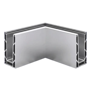 Kozza KE100 – profil U colțar exterior 90° pentru balustrade integrală sticlă, aluminiu, anodizare mată