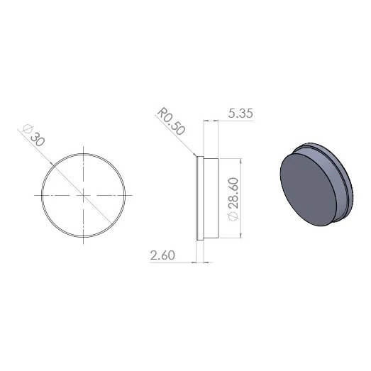 Kozza capac din aluminiu pentru profiluri balustrade din sticlă KE 105 / KE 115 – anodizare mat 000-847 (3)