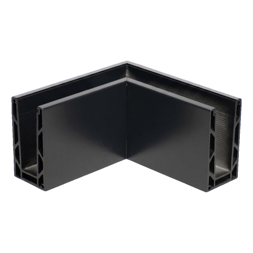 Kozza KE 100 – profil U colț interior 90° pentru balustrade din sticlă, gri închis 000-855 (1)