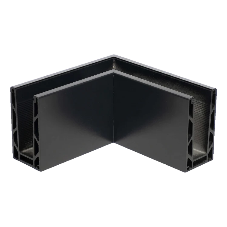 Kozza KE 100 – profil U colț interior 90° pentru balustrade din sticlă, gri închis 000-855 (1)