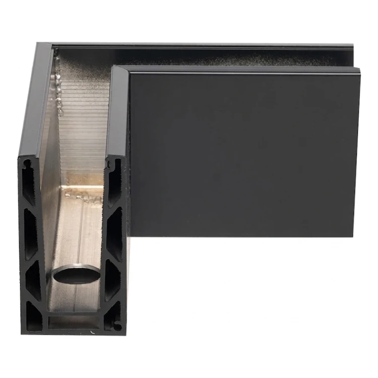 Kozza KE 100 – profil U colț interior 90° pentru balustrade din sticlă, gri închis 000-855 (3)