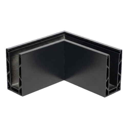 Kozza KE 100 – profil U de colț exterior 90° pentru balustrade din sticlă, gri închis RAL 7021 000-858 (1)