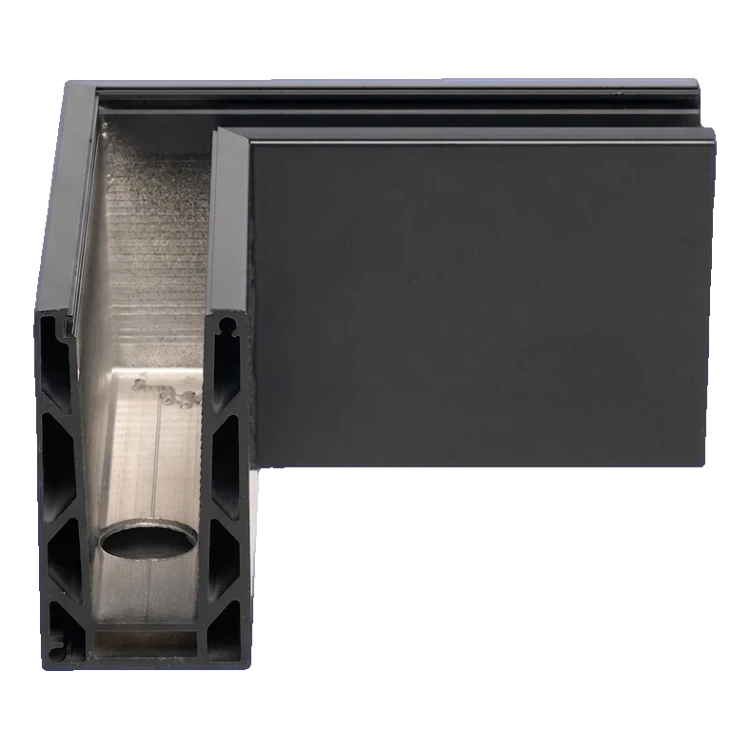 Kozza KE 100 – profil U de colț exterior 90° pentru balustrade din sticlă, gri închis RAL 7021 000-858 (3)