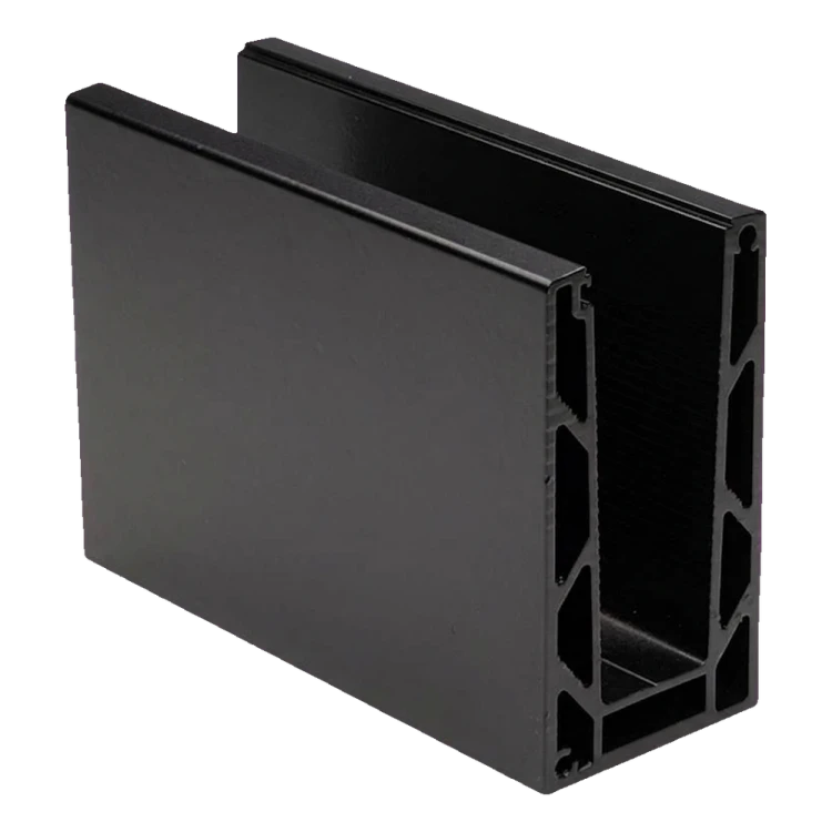 Kozza KE 100 – profil U pentru balustrade din sticlă completă 5000 mm negru, fixare de sus 000-861 (1)