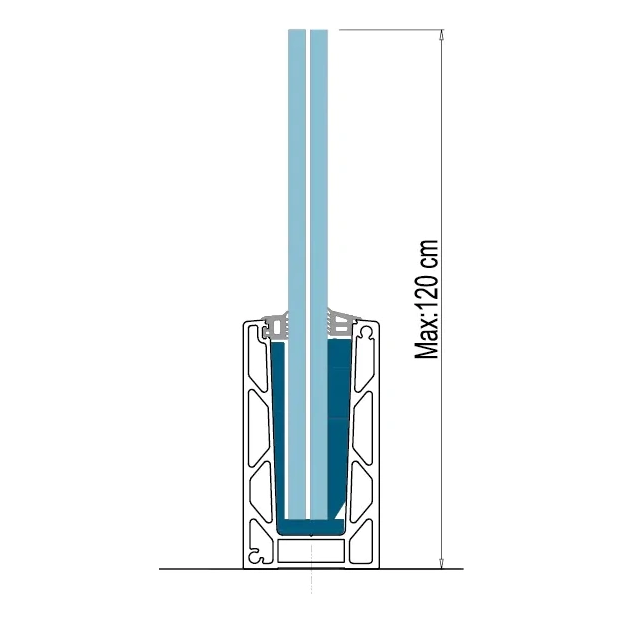 Kozza KE 100 – profil U pentru balustrade din sticlă completă 5000 mm negru, fixare de sus 000-861 (2)