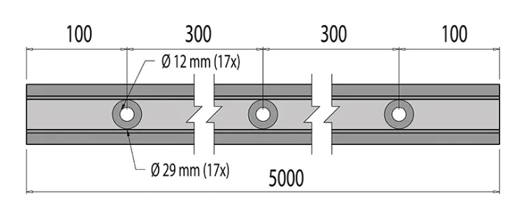Kozza KE 100 – profil U pentru balustrade din sticlă completă 5000 mm negru, fixare de sus 000-861 (6)