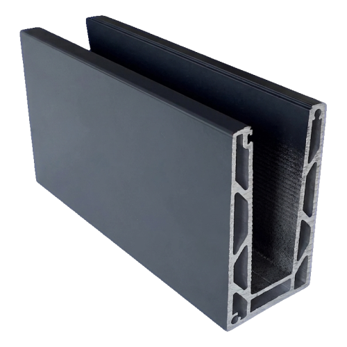 Kozza KE 100 – profil U pentru balustrade din sticlă 5000 mm gri închis 000-862 (1)