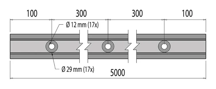 Kozza KE 100 – profil U pentru balustrade din sticlă 5000 mm gri închis 000-862 (4)