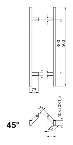 Mâner pentru ușă PINOX dublu față dreptunghiular 40×20 mm negru satinat 500 mm 000-735 (2)