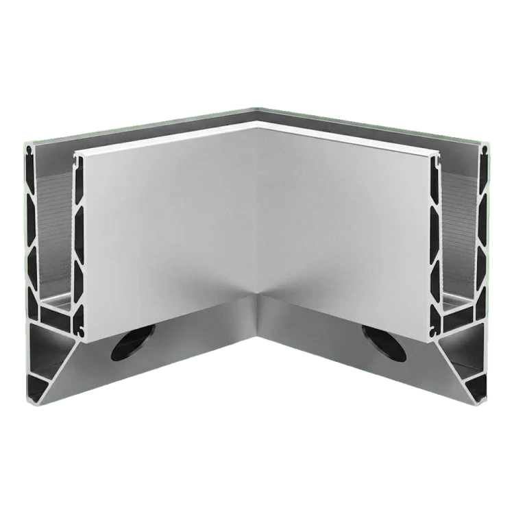 Kozza KE 120 – profil U colțar 90° interior pentru balustrade din sticlă integrală, fixare laterală 000-873 (1)