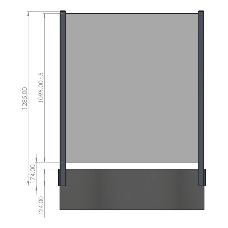 Stâlp de colț balustradă 45x45x1283mm sticlă 8,72mm gri închis Kozza KR7500 000-890 (7)