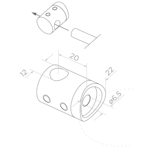 PSG suport de trecere pentru tijă fi 12 mm – fixare pe țeavă 42,4 mm, AISI 304 lucios 000-901 (2)