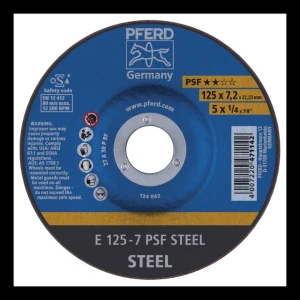 PFERD E 125-7 PSF STEEL – disc pentru șlefuirea oțelului 125 × 7,2 mm (ambalaj 10 buc.)