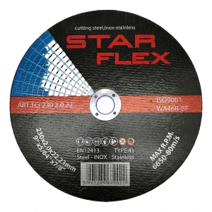 Disc de tăiere Star Flex pentru oțel și INOX 230×2,0 mm plat Type 41