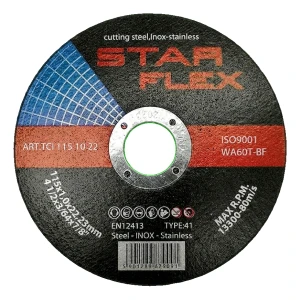 Disc de tăiere Starflex pentru oțel și INOX 115×1,0 mm WA60T-BF tip 41