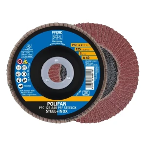 PFERD POLIFAN PFC 125 A40 PSF STEELOX – disc lamelar pentru oțel și INOX