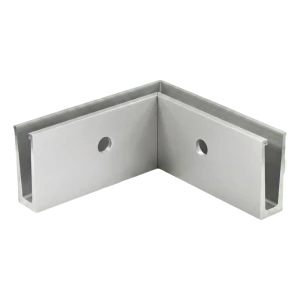 Profil U PSG colț interior 90° pentru balustrade integral din sticlă - montare laterală, aluminiu brut