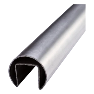 Mâner suprapus pe sticlă fi 42,4 mm AISI 304 satin – balustradă integral din sticlă, L=2500 mm