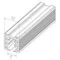 PSG Garnitură pentru prindere aplicată pe sticlă 20–21,5 mm – profil 24×24 mm, L=2500 mm 001-077 (2)