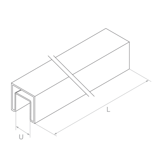 PSG Mâner aplicat pe sticlă 40x40 mm AISI 304 satin – 2500 mm 001-082 (2)