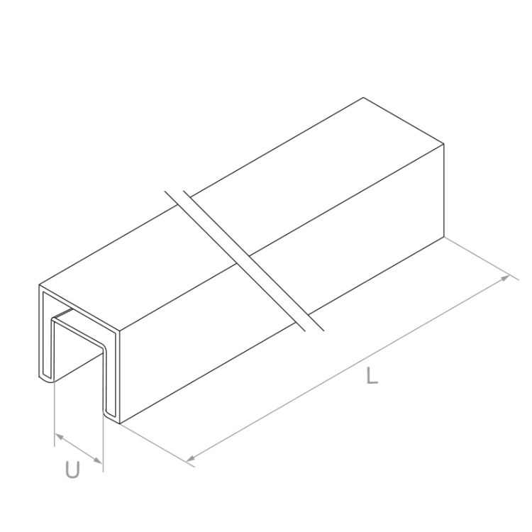 PSG Mâner aplicat pe sticlă 40x40 mm AISI 304 satin – 2500 mm 001-082 (2)